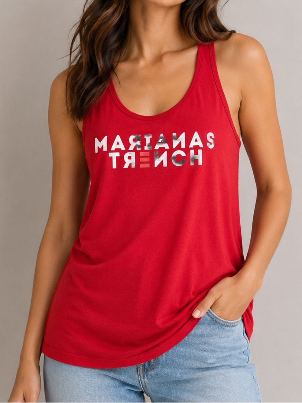 Marianas Trench Band Tank Top Next Level Racerback Graphic Red Extra Large